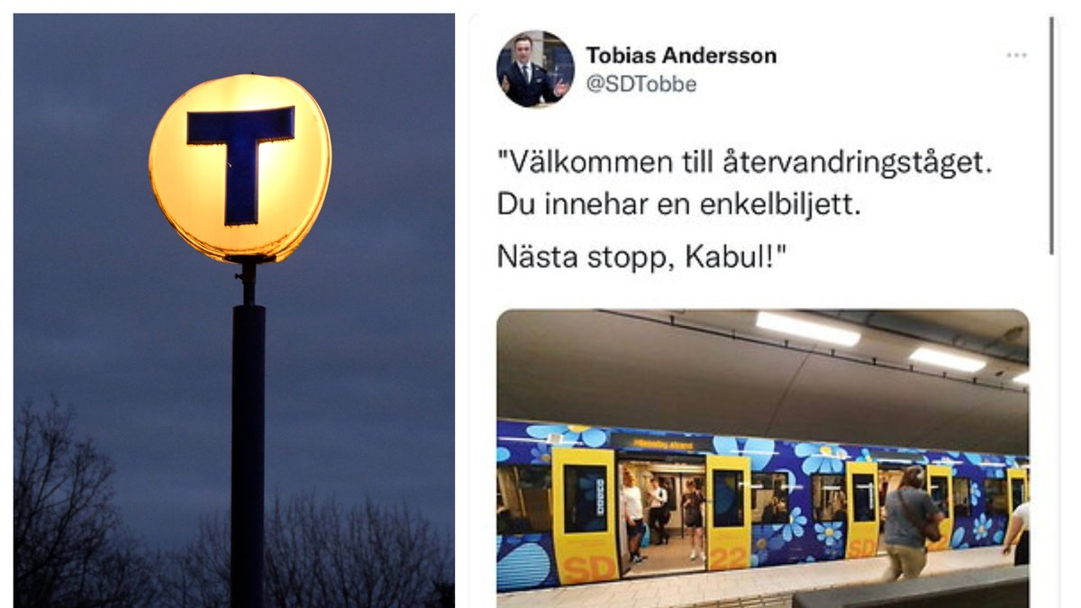 Sverigedemokraterna gör reklam på ett helt tunnelbanetåg.